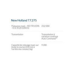 T7.275 tracteur agricole - New Holland - 313 chevaux - SCR ECOBlue™ - polyvalence et confort