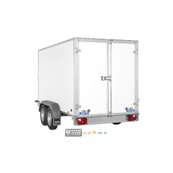 Remorque fourgon en bois SARIS - 2 essieux roues extérieures - PTAC 2700 Kg - 356 x 169 x H180 cm - Référence GO 356 169 180 2700 2