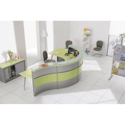 Banque d'accueil Obade Wengé - Référence OBADE 21 - Fabricant CLEN - Modules assis et debout