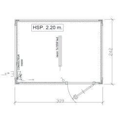 Bungalow de chantier solide et bien isolé - 3M STANDARD - 7 m² avec isolation et équipements électriques