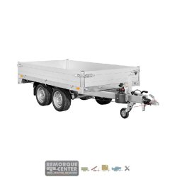 Remorque Benne SARIS - K1276 - 276 x 150 cm - PTAC : 2000 kg - 2 Essieux - Freinée - Neuve - Usage bricolage, jardinage, transport lourds