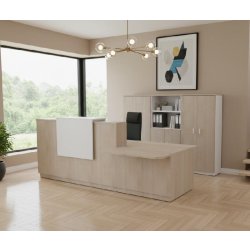 Banque d'accueil Delta Plus avec accès PMR - Mobel Linea - 242, Acacia clair, Droite, Non