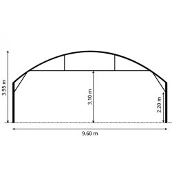 9.60 m optimum avec cheneaux - serre tunnel - serres val de loire - longueur 10 m