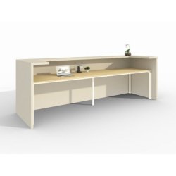 Banque d'accueil droite fonctionnelle et modulaire en bois - SHELTER - Design contemporain et personnalisable