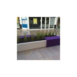 Jardinière Espace en béton avec banc intégré - Blanc / Gris / Ocre / Finition petra 1