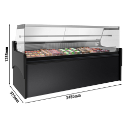 Vitrine réfrigérée avec service-arrière 248 x 98 cm et 2 réserves réfrigérées