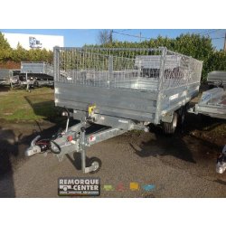 Benne Lider - PTAC 3500 Kg - 2 essieux freinés - Pompe électrique et manuelle - 400 x 190 x H35 cm - Référence 39614PE
