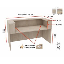 Bureau d'accueil Delta First - Mobel Linea - 144, Blanc et noir