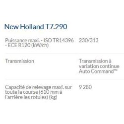 T7.290 tracteur agricole - New Holland - 313 chevaux - technologie SCR ECOBlue™ - polyvalence et confort