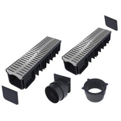 Kit caniveau - drainage efficace pour garage, terrasse et piscine - plastique renforcé haute qualité