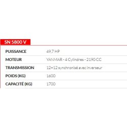 Sn 5800 v - tracteur agricole - antonio carraro - capacité 1700 kg
