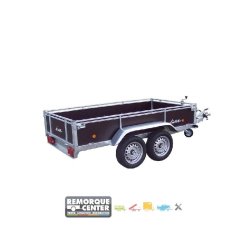 Remorque polyvalente LIDER en bois freinée - 2 essieux - PTAC : 1300 kg - 251 x 133 cm - Référence 41480