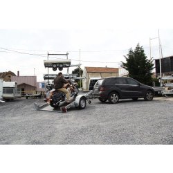 Remorque à plateau sur mesure sans frein avec châssis à structure modulaire pour le transport d'un moto gros cube - erde epert - plm 150