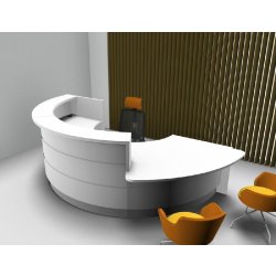 Banque d'accueil courbe avec façade de couleur modèle Valde - MDD - Blanc, Blanc brillant, Droite