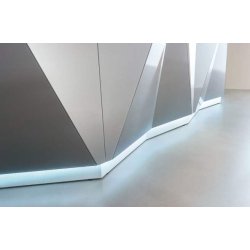 Banque d'accueil ALPHA - Verre laqué avec façade lumineuse LED et design minimaliste