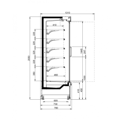 Vitrine réfrigérée verticale TEMPERA EFFICIA - Portes double vitrage, 0°C à +2°C, 5 niveaux, 937 mm largeur, 760 mm profondeur, 2050 mm hauteur