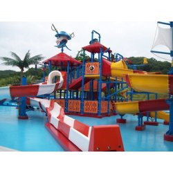 Structure de jeux aquatiques ARWAPS7 - 19x17m - Hauteur 9,6m - Toboggans 4,8m
