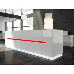 Banque d'accueil lumineuse droite SALVE - Design contemporain avec éclairage LED et finition bois laqué