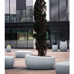 Jardinière Lisa UM1375G - béton préfabriqué gris granite, aspect rugueux