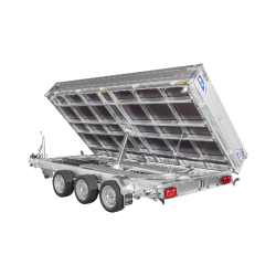 Remorque Tri-benne SARIS HD - 406 x 204 - PTAC : 3500 kg - 3 Essieux - Freinée - Pompe Électrique Référence - K3 406 204 3500 3B HD E