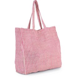 Sac shopping à rayures en juco - Kimood - Réf: KI0236 - Poche intérieure zippée - Poignées 55 cm