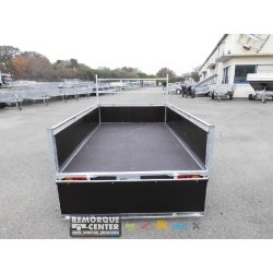 Remorque bagagère LIDER en bois - 1 essieu - PTAC : 500/750 kg - 251 x 133 cm - Référence 39460/43460