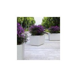 Jardinière Koniq en béton pour espaces urbains et jardins - Blanc et gris - Marbre ou carrière concassée