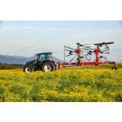 Juras 1452-1603 - andaineur à deux toupies - andain latéral - avec chariot de transport - FELLA Juras - largeur de travail de 5.75 m à 7.80 m