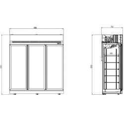 Vitrine réfrigérée positive en 3 portes - r290 gaz écologique