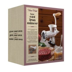 Hachoir à viande manuel en fonte - avec entonnoir à saucisses - largeur 34 cm - hauteur 13,1 cm
