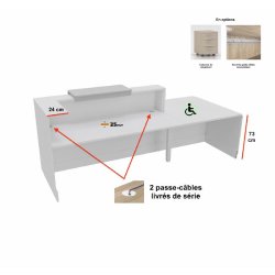 Comptoir d'accueil Design & Ergonomique : La solution idéale pour Cabinets Médicaux - 242, Blanc, Droite, Non, Acacia clair