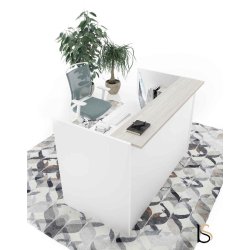 Comptoir de réception droit Torino - Bureau-Store - 100, Blanc, Non