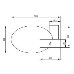 Bureau d'accueil oval avec parties haute et basse - MDD - Blanc, Wengé, A droite