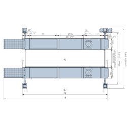 Pont élévateur 4 colonnes 5T avec ciseaux intégré 4T