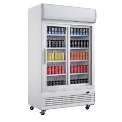 Vitrine réfrigérée 2 portes coulissantes 950 litres avec roulettes - gaz écologique r290