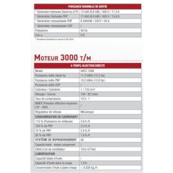 Groupe électrogène diesel Ge 12000 HZDT Mosa - Hatz 1D90 - 50 Hz - 12 kVA triphasé