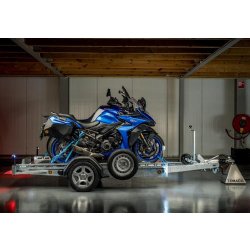 Remorque porte-moto abaissable pneumatique autonome TOHACO MO116/2815 - 1600 Kg - 1 essieu freiné - Suspension pneumatique - ASCU
