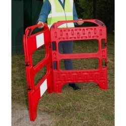 Barrière de chantier rigides pliables 4 pans - panneaux enclenchés 750 mm x 1000 mm - haute visibilité