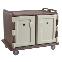 Chariot de distribution plateaux repas en polyéthylène monobloc indéformable, infissurable - 20 plateaux