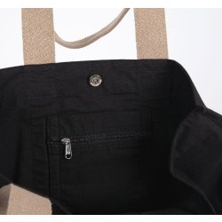 Grand sac shopping à soufflet recyclé - Kimood - Réf: KI5201 - Poche zippée et anses contrastées