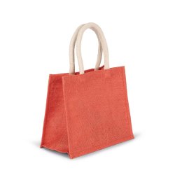 Sac réutilisable style cabas en toile de jute - modèle moyen - Réf: KI0273 - Kimood