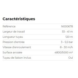 Enrouleur d'irrigation Terrateck - Tuyau 120 m - Largeur d'aspersion 32/40 m - N000678