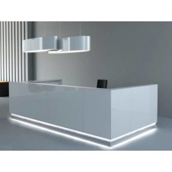 Banque d'accueil LINEA - Verre et lumière moderne, style minimaliste et modulaire