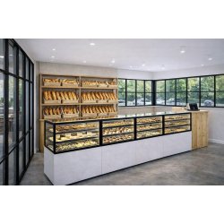 Vitrine neutre INTEGRA sur base haute - 600 mm - 3 niveaux - H1400 mm - IN60/50-140N | Sayl Barcelona - Accès Grab & Go, 1400