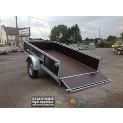 Remorque polyvalente renforcée en bois LIDER - 1 essieu freiné - PTAC : 750 Kg - 251 x 133 cm - Référence 41470