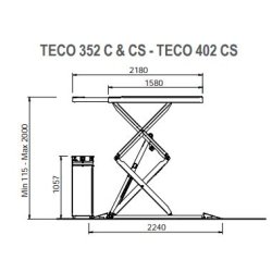 Pont élévateur à ciseaux TECO 402 CS - 4000 kg - Hauteur de levage 2000 mm