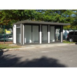 Bungalow de chantier - Réfectoire avec cuisinette, évier, frigo, plaques électriques et micro-ondes