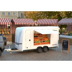 Remorque fourgon premium avec porte arrière multifonction innovante pour moto, déménagement et exposition - 2 roues - BOX VAN