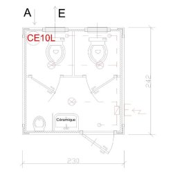 Bungalow sanitaire de chantier avec 2  WC à l'anglaise, un urinoir et un lave main - SSU