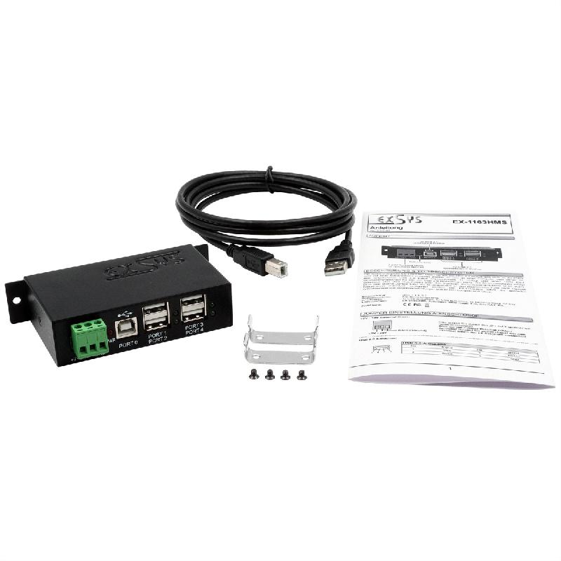 EXSYS EX-1163HMS Hub métal USB 2.0, 4 ports, Protection contre les surtensions ESD de 15KV_4